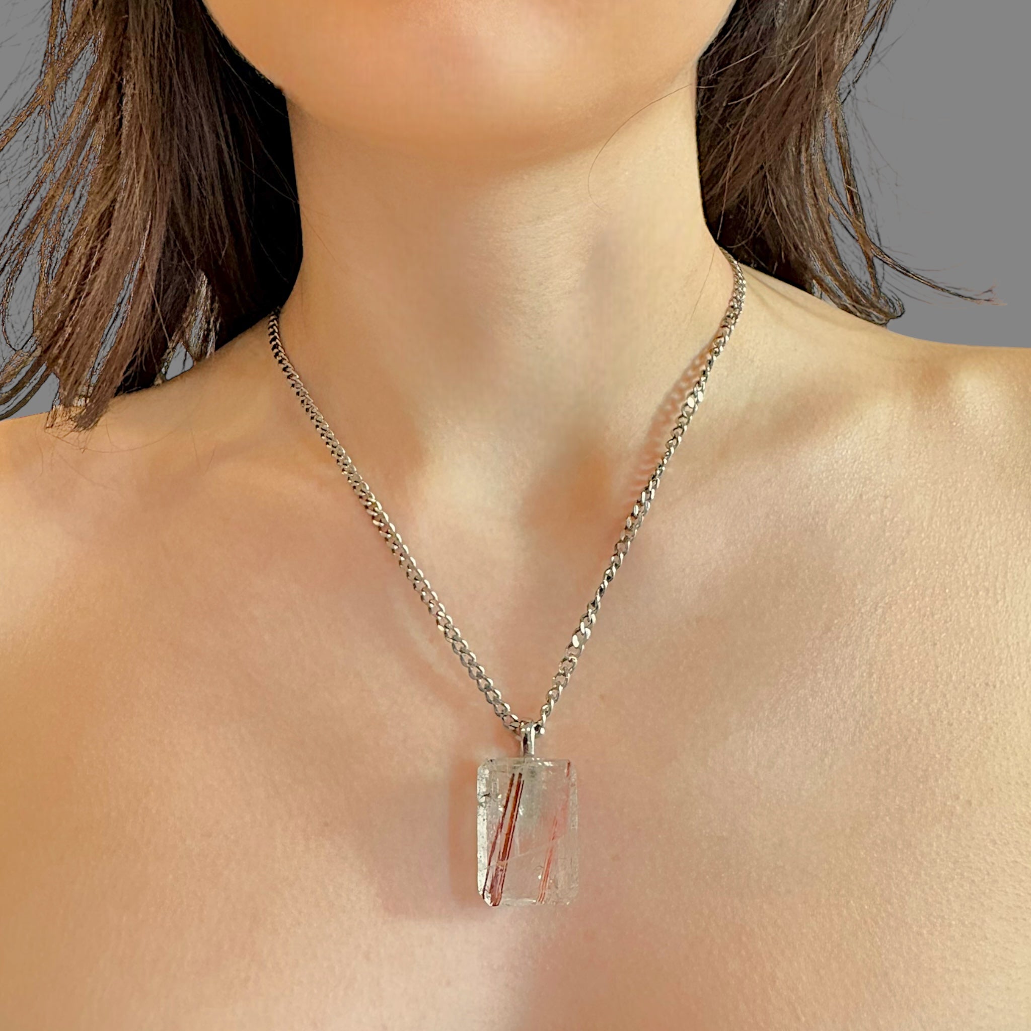 Collana quarzo rutilato 30x20 mm Sharifa Crystals